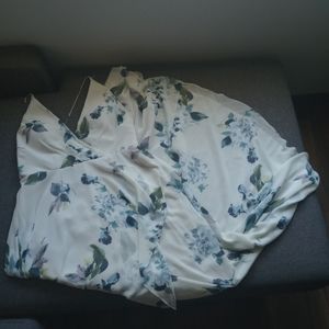 Jenny Yoo x BHLDN Anthropologie Farrah Blue Green Floral White Maxi Hi-Low Dress